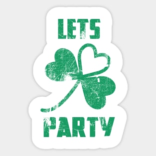 Saint Patricks Day Let's Party Clover Sticker